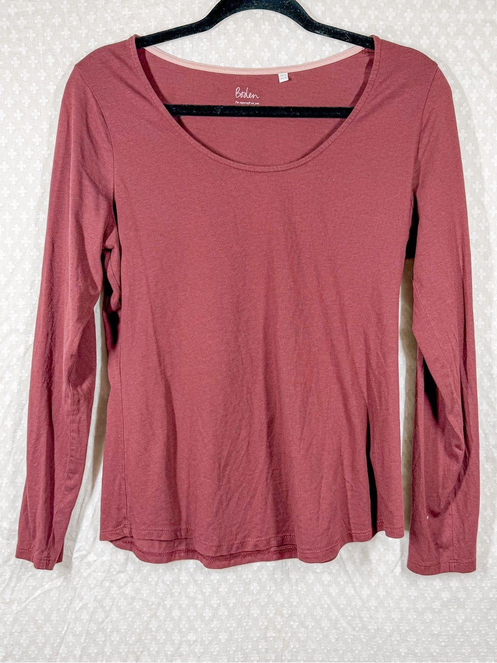 Boden Maroon Round Neck Long Sleeve Tee